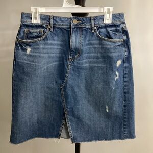 Loft Blue Denim Distressed Skirt Women's Size 6